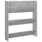 Scarpiera a Muro Grigio Cemento 80x18x90cm in Legno Multistrato
