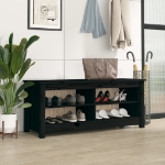 Scarpiera Nera 110x38x45,5 cm in Legno Massello di Pino