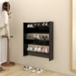 Scarpiera a Muro Nera 80x18x90 cm in Legno Multistrato