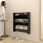 Scarpiera a Muro Nera 80x18x90 cm in Legno Multistrato