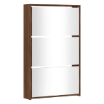 Scarpiera con Specchio a 3 Livelli Rovere marrone 63x17x102,5cm