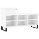 Scarpiera Bianco Lucido 102x36x60 cm in Legno Multistrato