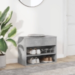 Panca Portascarpe Grigio Cemento 60x30x45 cm in Truciolato