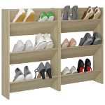 Scarpiere a Muro 2pz Rovere Sonoma 60x18x90cm Legno Multistrato