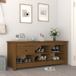 Scarpiera Marrone Ambra 110x38x45,5cm in Legno Massello di Pino