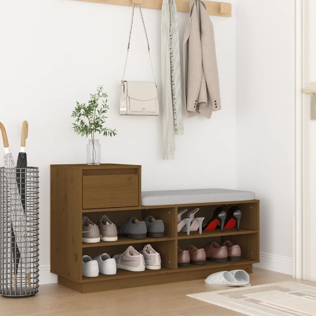 Scarpiera ambra 110x34x61 cm in Legno Massello di Pino