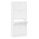 Scarpiera Bianco Lucido 63x24x147 cm in Legno Multistrato