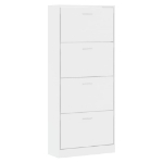 Scarpiera Bianco Lucido 63x24x147 cm in Legno Multistrato