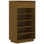 Scarpiera Marrone Ambra 60x34x105 cm in Legno Massello di Pino