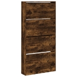 Scarpiera con 4 Cassetti Ribaltabili Rovere Fumo 80x21x163,5 cm