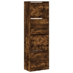 Scarpiera con 4 Cassetti Ribaltabili Rovere Fumo 60x34x187,5 cm