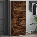 Scarpiera con 4 Cassetti Ribaltabili Rovere Fumo 80x34x187,5 cm