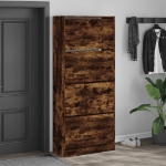Scarpiera con 4 Cassetti Ribaltabili Rovere Fumo 80x34x187,5 cm