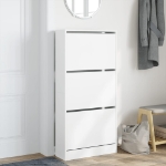 Scarpiera Bianca 60x21x125,5 cm in Legno Multistrato