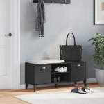 Panca Portascarpe VIKEN Nera 106x35x45 cm Legno Massello Pino