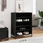 Scarpiera Nera 75x38x97,5 cm in Truciolato e Metallo