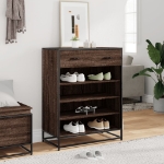 Scarpiera Rovere Marrone 75x38x97,5cm Legno Multistrato Metallo