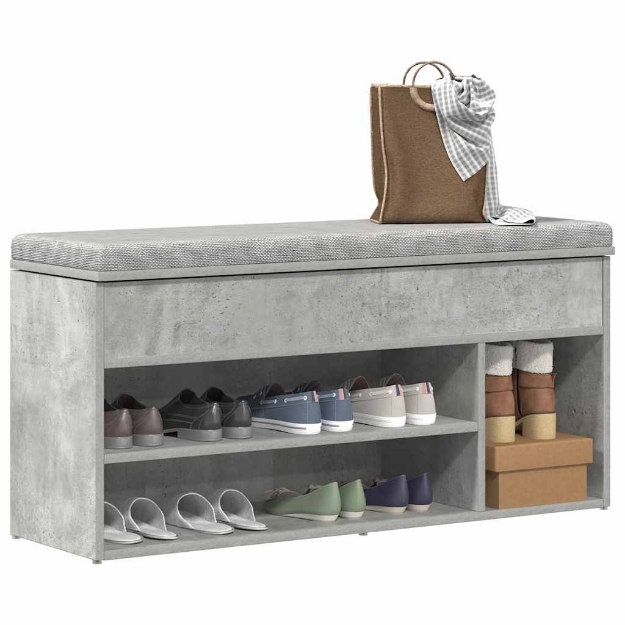 Scarpiera Grigio Cemento 102x30,5x45 cm in Legno Multistrato