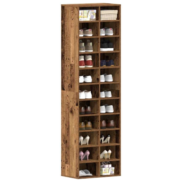 Scarpiera Legno Antico 54x34x183 cm in Legno Multistrato