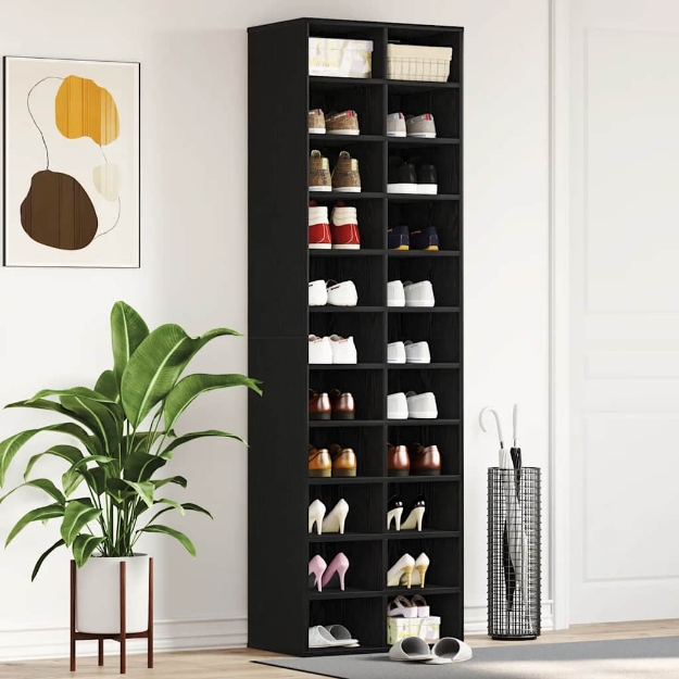 Scarpiera Rovere Nero 54x34x183 cm in Legno Multistrato