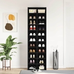 Scarpiera Rovere Nero 54x34x183 cm in Legno Multistrato