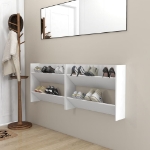 Scarpiere a Muro 2pz Bianche 80x18x60 cm in Legno Multistrato