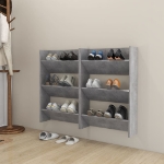 Scarpiere Muro 2pz Grigio Cemento 60x18x90cm Legno Multistrato