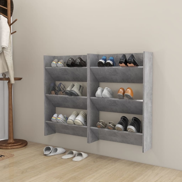 Scarpiere Muro 2pz Grigio Cemento 60x18x90cm Legno Multistrato