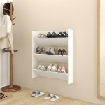 Scarpiera a Muro Bianca 80x18x90 cm in Legno Multistrato