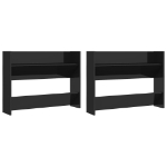 Scarpiere a Muro 2pz Nero Lucido 80x18x60cm Legno Multistrato