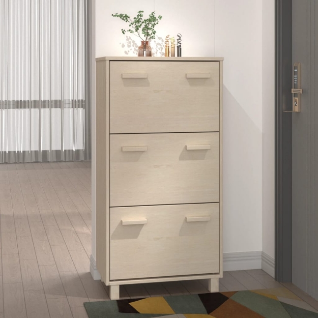 Scarpiera HAMAR ambra 59,5x35x117 cm in Legno Massello di Pino