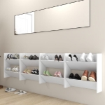 Scarpiere a Muro 4 pz Bianche 60x18x60 cm in Legno Multistrato