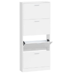 Scarpiera Bianco Lucido 59x17x150 cm in Legno Multistrato