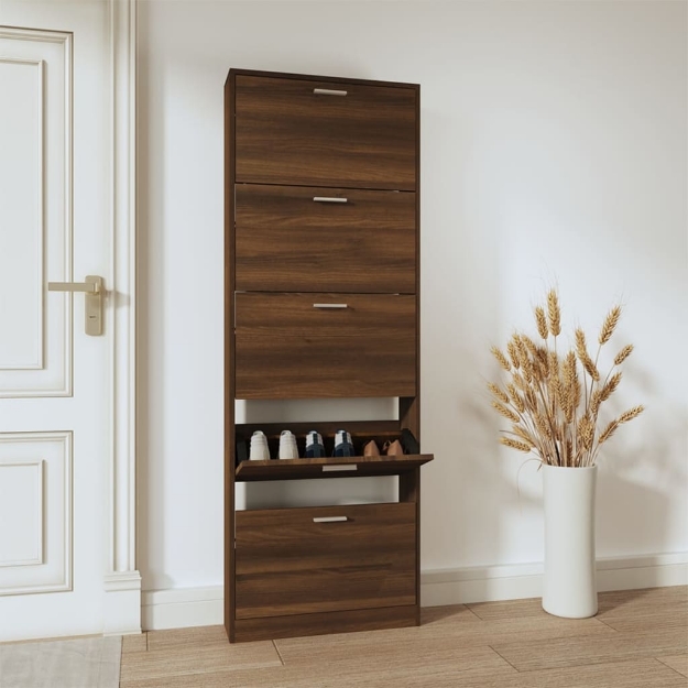 Scarpiera Rovere Marrone 59x17x169 cm in Legno Multistrato