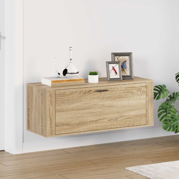 Scarpiera a Muro Rovere Sonoma 100x35x38cm in Legno Multistrato