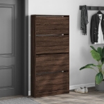 Scarpiera 4 Cassetti Ribaltabili Rovere Marrone 80x21x163,5 cm