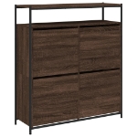 Scarpiera 4 Cassetti Ribaltabili Rovere Marrone 100x34x112 cm