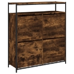 Scarpiera con 4 Cassetti Ribaltabili Rovere Fumo 100x34x112 cm