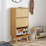 Scarpiera OLDEN Marrone 55x35x120 cm in Legno Massello di Pino