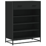 Scarpiera Nera 75x38x97,5 cm in Truciolato e Metallo