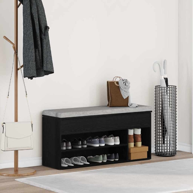 Scarpiera Rovere Nero 102x30,5x45 cm in Legno Multistrato