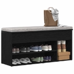 Scarpiera Rovere Nero 102x30,5x45 cm in Legno Multistrato