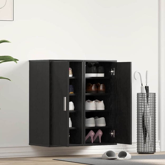 Scarpiere 2 pz Rovere Nero 32x35x70 cm in Legno Multistrato