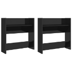 Scarpiere a Muro 2pz Nero Lucido 60x18x60cm Legno Multistrato