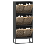 Scarpiera Nera 52x25x120 cm in Legno Multistrato