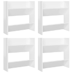 Scarpiere a Muro 4pz Bianco Lucido 60x18x60cm Legno Multistrato