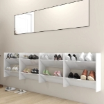 Scarpiere a Muro 4pz Bianco Lucido 60x18x60cm Legno Multistrato