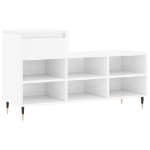 Scarpiera Bianco Lucido 102x36x60 cm in Legno Multistrato