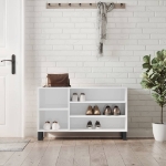 Scarpiera Bianco Lucido 102x36x60 cm in Legno Multistrato