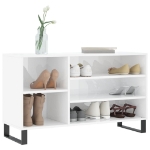 Scarpiera Bianco Lucido 102x36x60 cm in Legno Multistrato